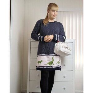 Dinosaur print winter sweater dress size large